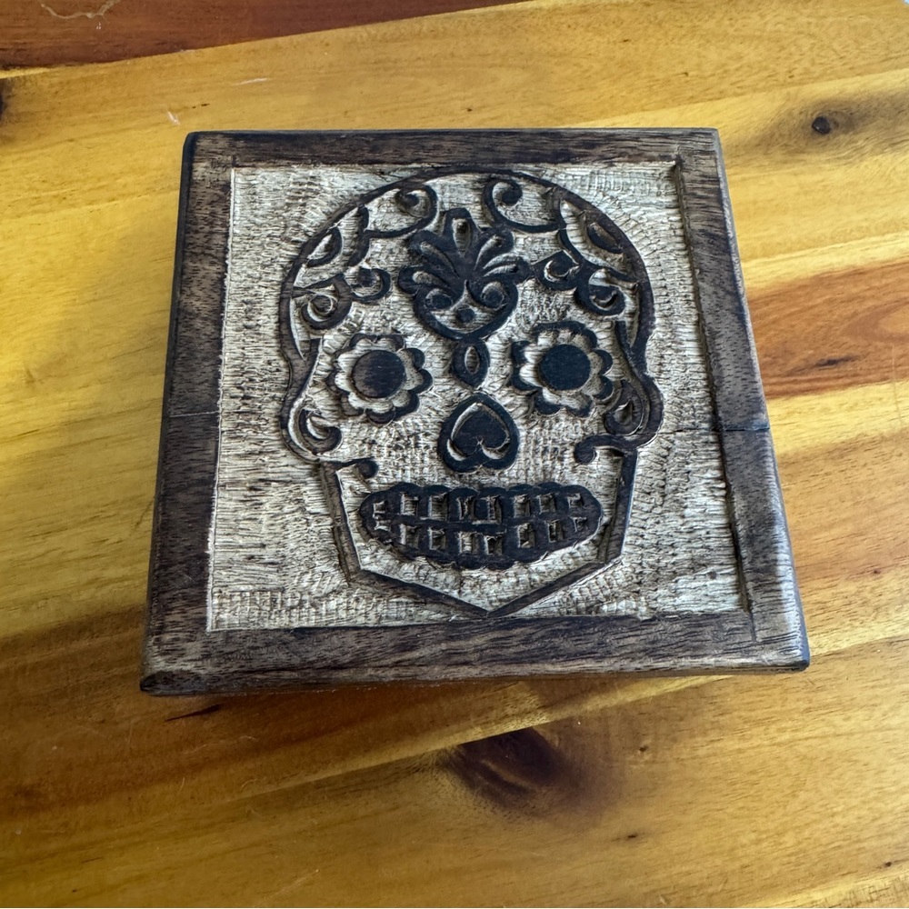 Day of the dead sugar skull wooden box